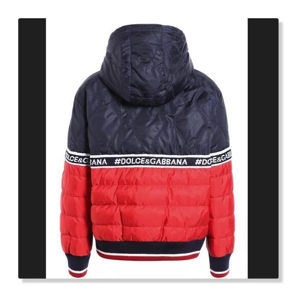 Dolce & Gabbana Kids Down Puffer Jacket - size 2 in Navy/Red - Picture 4 of 16